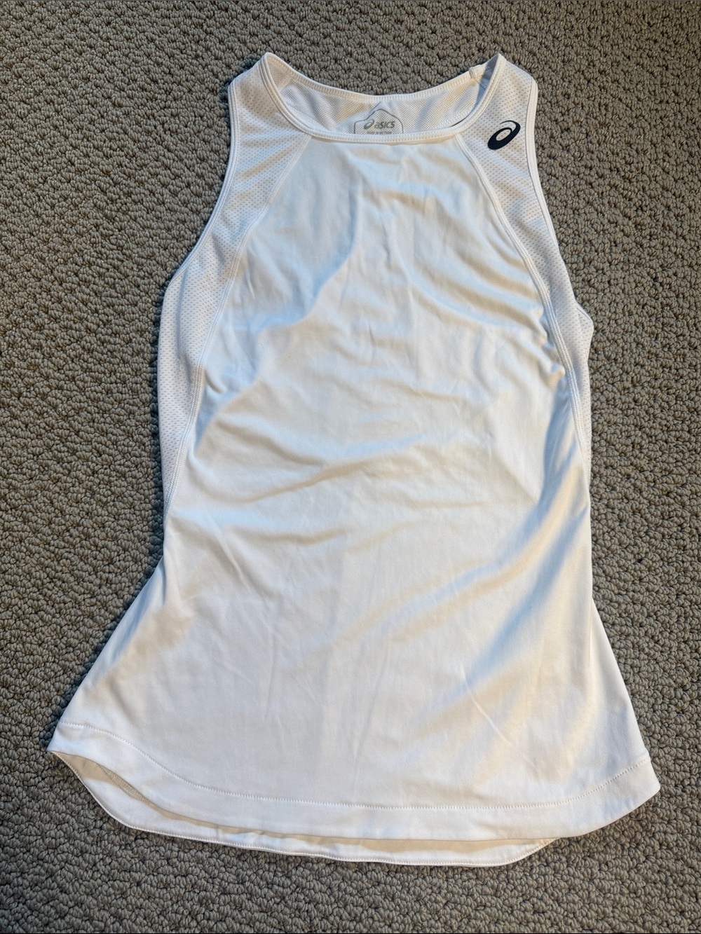 Asics White Athletic Mesh-Panel Tank Top- Small